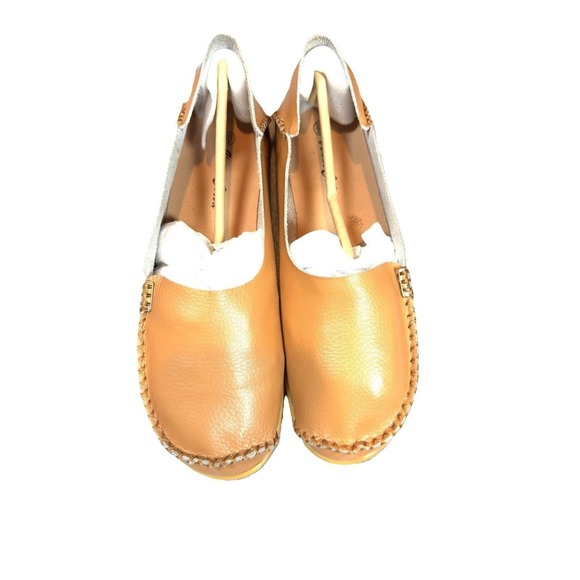 Venus Celia Camel Leather Moccasins Soft Sole Comfort Tan Loafers US 10.5 EU 43 - Picture 3 of 8